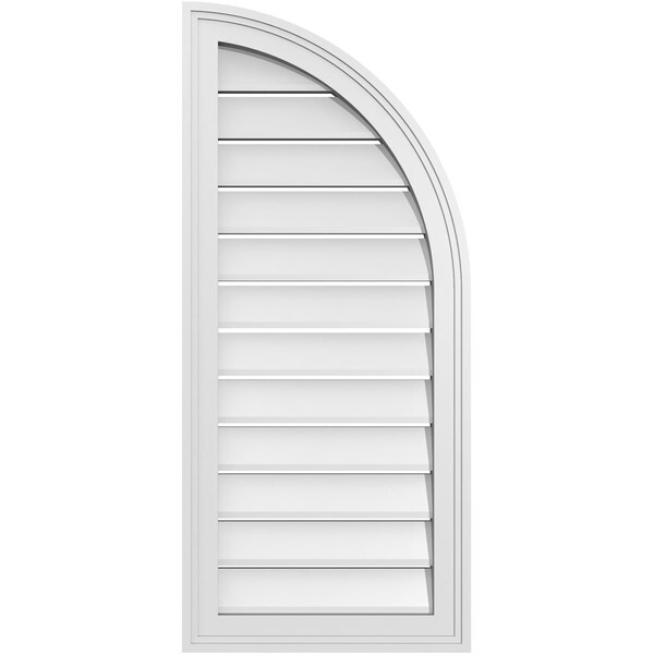 Ekena Millwork Quarter Round Top Right Surface Mount PVC Gable Vent w/ 2"W x 1-1/2"P Brickmould Frame, 16"W x 36"H GVPQR16X3602SF - main